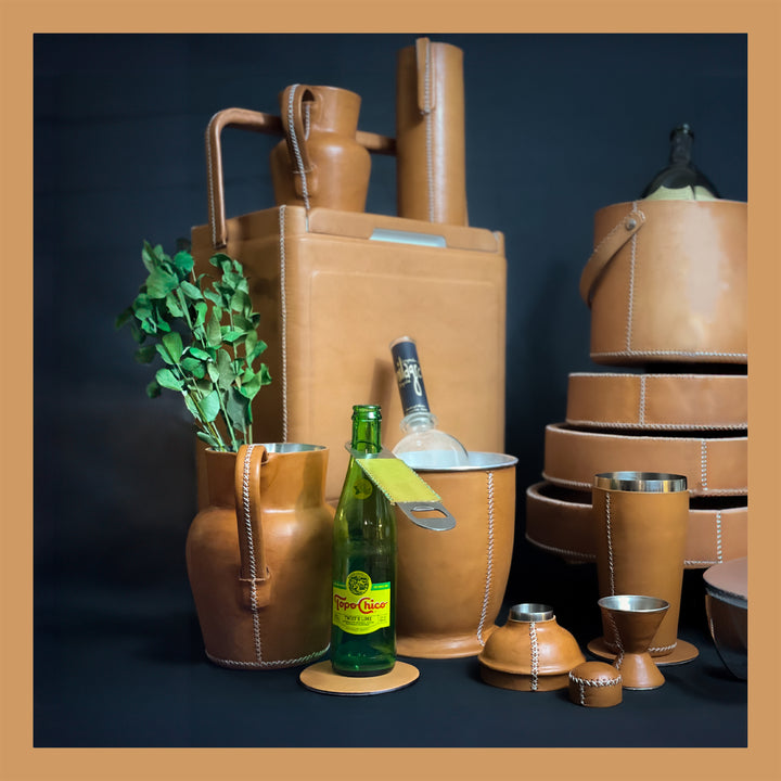 Natural Leather Cooler | Leather Coolers | | Pitcher | Leather Vase | Leather Home Goods | Home Goods | Home and Garden | Interior Design | Leather Tablewares | Leather Barwares | Leather Accessories | Leather Furniture | Bati Leather Goods