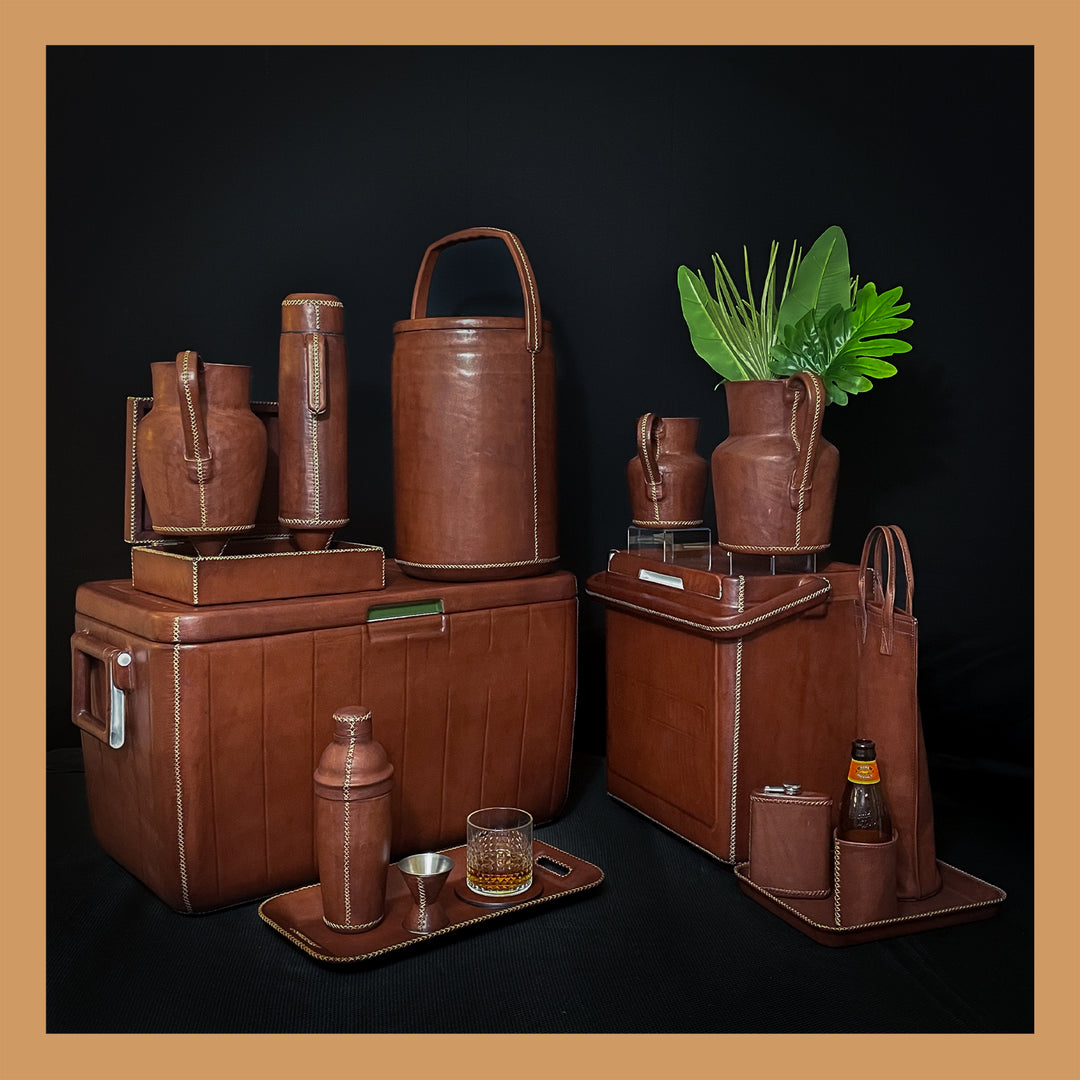 Brown Leather Cooler | Leather Coolers | | Pitcher | Leather Vase | Leather Home Goods | Home Goods | Home and Garden | Interior Design | Leather Tablewares | Leather Barwares | Leather Accessories | Leather Furniture | Bati Leather Goods