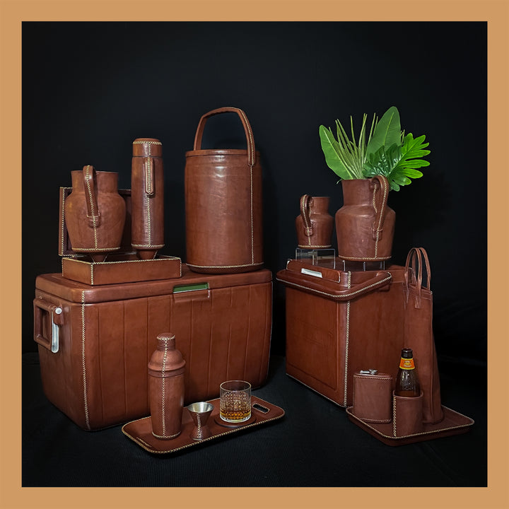 Brown Leather Cooler | Leather Coolers | | Pitcher | Leather Vase | Leather Home Goods | Home Goods | Home and Garden | Interior Design | Leather Tablewares | Leather Barwares | Leather Accessories | Leather Furniture | Bati Leather Goods