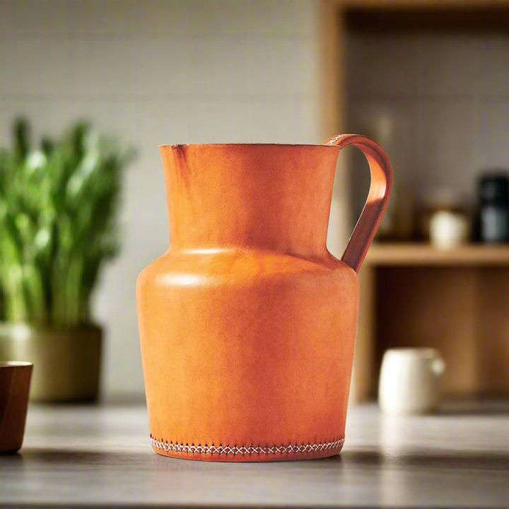 Natural Leather Carafe | Leather Pitcher | Leather Vase | Leather Home Goods | Home Goods | Home and Garden | Interior Design | Leather Tablewares | Leather Barwares | Leather Accessories | Bati Leather Goods
