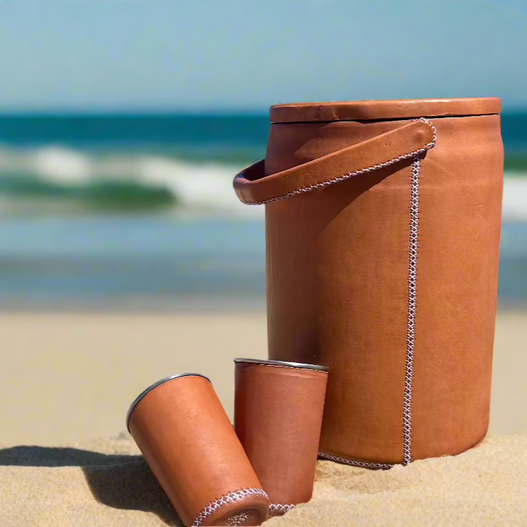 Natural Leather Cooler | Leather Coolers | | Pitcher | Leather Vase | Leather Home Goods | Home Goods | Home and Garden | Interior Design | Leather Tablewares | Leather Barwares | Leather Accessories | Leather Furniture | Bati Leather Goods