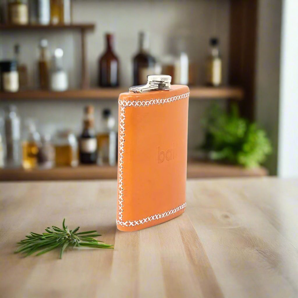 Natural Leather Flask | Mens Gifts | Leather Flasks | Leather Cup | Leather Tumbler | Leather Drink Holder | Bartender Accessories | Best Flask | Best Leather Flask | Bar Accessories | Cocktail Shaker | Leather furniture | Bati Goods