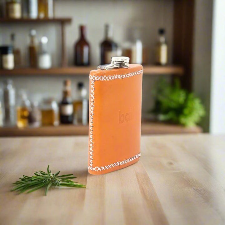 Natural Leather Flask | Mens Gifts | Leather Flasks | Leather Cup | Leather Tumbler | Leather Drink Holder | Bartender Accessories | Best Flask | Best Leather Flask | Bar Accessories | Cocktail Shaker | Leather furniture | Bati Goods