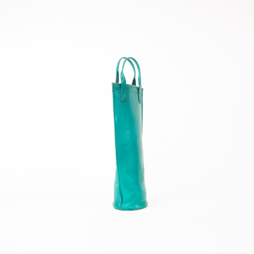Bati | Teal Leather Wine Caddy | Handmade Leather Goods from Paraguay | Leather Wine Carrier, Leather Wine Bag, Leather Accessories, Teal Leather Wine Caddy, Wine Bag