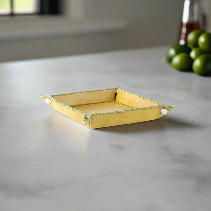 Bati | Green Leather Catch All Tray | Leather Home Goods | Leather Trays | Leather Housewares | Home Decor | Interior Design | Bati Handmade Leather Goods from Paraguay