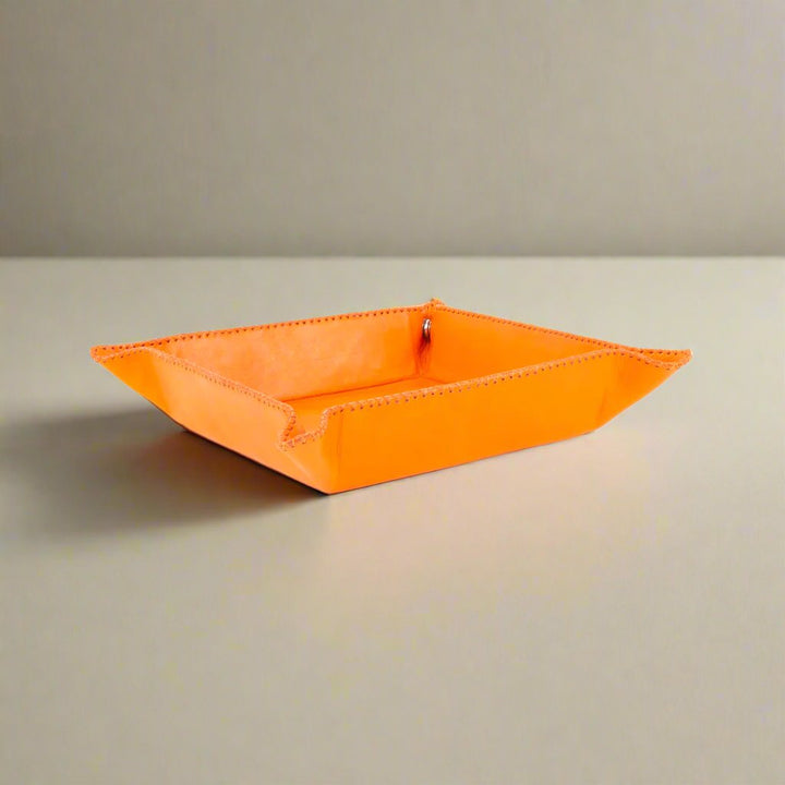 Bati | Natural Orange Leather Catch All Tray | Valet Tray | Leather Valet | Men's Valet Tray | Leather Furniture | Leather Bags | Leather Totes | Bati Goods
