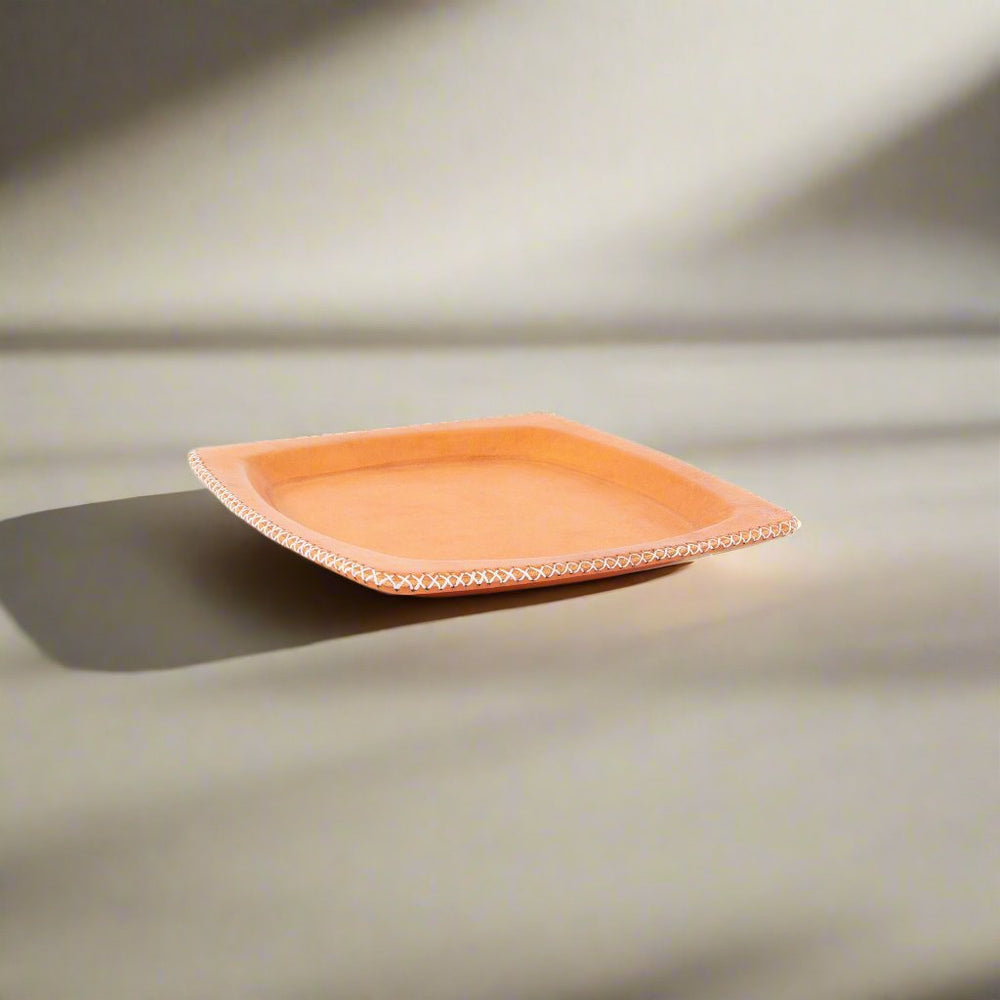 Tan Square Leather Tray | Catch All Tray | Leather Serving Tray | Serving Tray | Ottoman Tray | Catch all | Valet Tray | Home Decor | Home and Garden | Tablewares | Leather Accessories