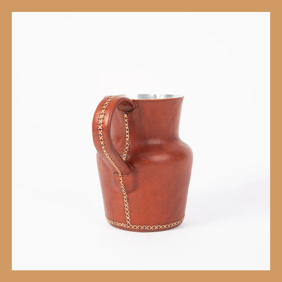 Brown Leather Carafe | Leather Pitcher | Leather Vase | Leather Home Goods | Home Goods | Home and Garden | Interior Design | Leather Tablewares | Leather Barwares | Leather Accessories | Bati Leather Goods
