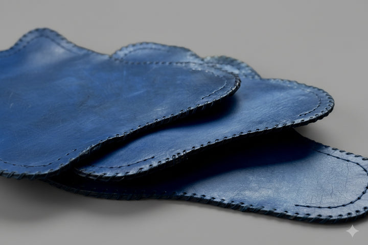 Blue Natural Leather Stool | Leather Furniture | Leather Chair | Picnic Stool | Outdoor Stool | Bar Stool | Leather Bar Stool | Interior Design | Leather Accessories