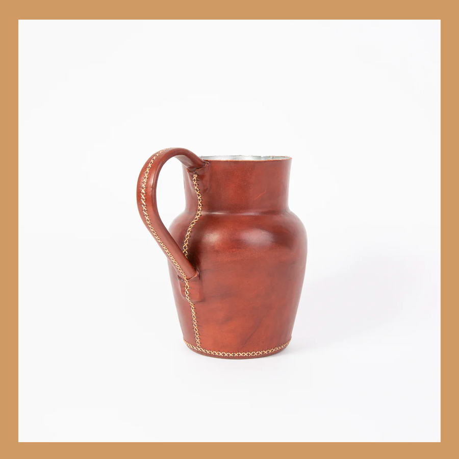 Brown Leather Carafe | Leather Pitcher | Leather Vase | Leather Home Goods | Home Goods | Home and Garden | Interior Design | Leather Tablewares | Leather Barwares | Leather Accessories | Bati Leather Goods
