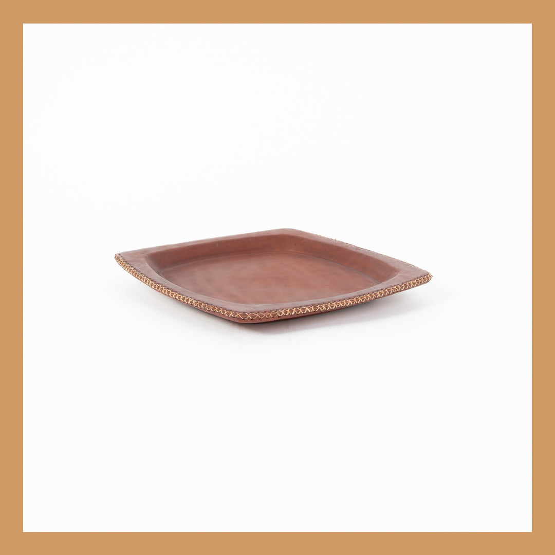 Natural Brown Square Leather Tray | Catch All Tray | Leather Serving Tray | Serving Tray | Ottoman Tray | Catch all | Valet Tray | Home Decor | Home and Garden | Tablewares | Leather Accessories