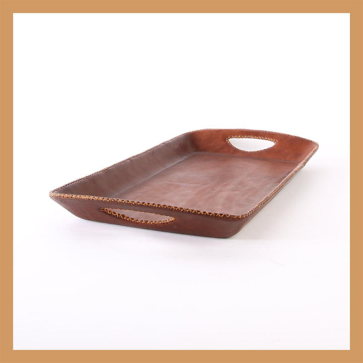 Natural Brown Leather Bar Tray | Leather Serving Tray | Bar Trays | Bar Accessories | Decorative Trays | Bar Tray | Leather Furniture | Valet Tray | Mens Valet | Catch All | Catch All Tray | Leather Trays | Leather Cooler | Bati Leather Goods