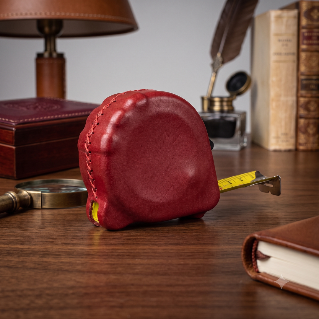 Red Natural Leather Tape Measurer | Best Tape Measurer | Measuring Tape | Leather Tools | Leather Tool Set | Tool Box | Mens Gifts | Leather hammer | Bati Leather Goods