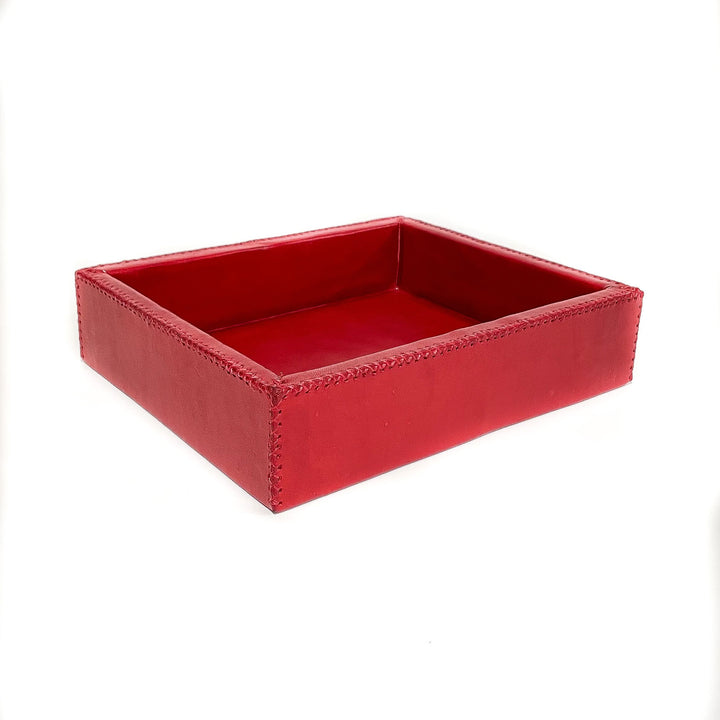 Natural Red Leather Valet Tray | Leather Tray | Leather Valet Tray | Leather Catch All | Coffee Table Tray | Ottoman Tray | Bar Tray | Restaurant Serving Tray | Leather Furniture | Bati Leather Goods