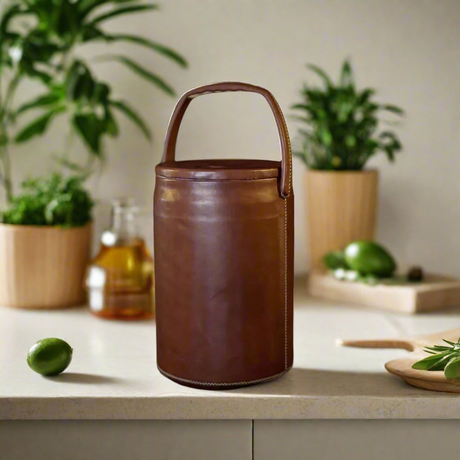 Brown Leather Cooler | Leather Coolers | | Pitcher | Leather Vase | Leather Home Goods | Home Goods | Home and Garden | Interior Design | Leather Tablewares | Leather Barwares | Leather Accessories | Leather Furniture | Bati Leather Goods