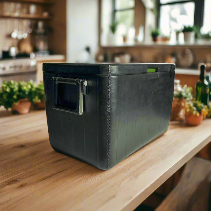 Large Black Leather Cooler | Leather Coolers | Pitcher | Leather Cups | Leather Home Goods | Home Goods | Home and Garden | Interior Design | Leather Tablewares | Leather Barware | Bar and Drinkware | Leather Accessories | Leather Furniture | Leather Chairs | Bar Stools | Leather Stools