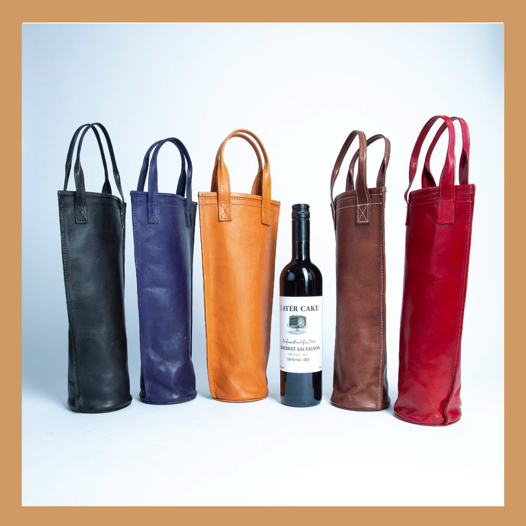Leather Wine Caddy | Wine Bag |  Leather Accessories |  Bar |  Bartender |  Wine |  Wine Accessories |  Cocktail Shaker |  Bati Leather Goods
