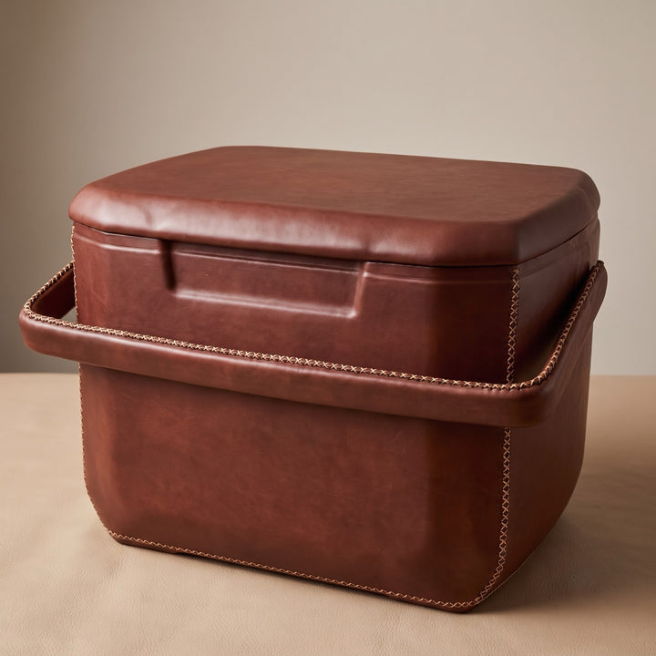 Natural Brown Leather Cooler | Leather Coolers | Cocktail Shaker | Mens Gifts | Leather Flask | Leather wrapped | leather goods | Waterproof Leather Cooler | Handmade Goods | Gifts for Guys | Coolest Cooler | Luxurious Leather Cooler | Bati Leather Goods