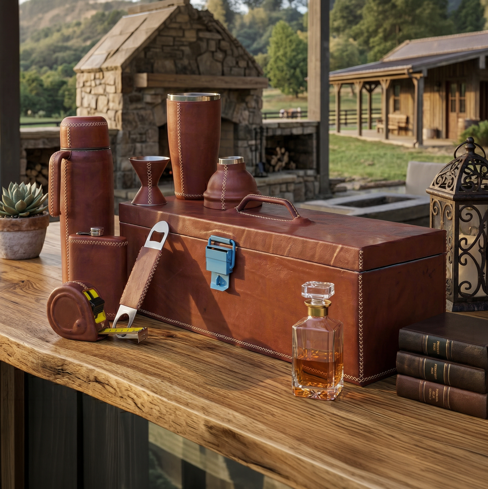 Leather Ice Bucket | Leather Cocktail Shaker | Cocktail Shaker Set | Bartender Set | Leather Bar Accessories | Leather Coolers | Leather Chairs | Leather Furniture