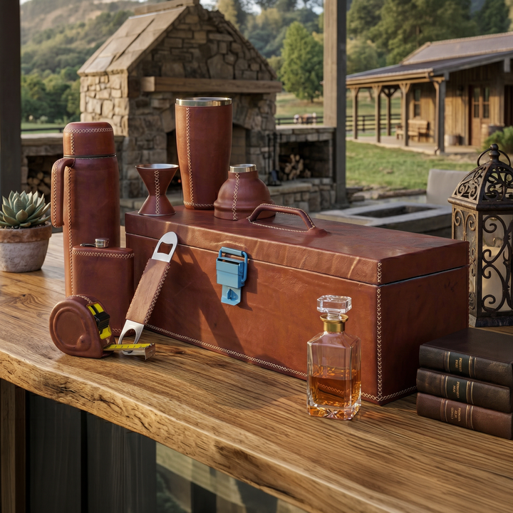 Leather Ice Bucket | Leather Cocktail Shaker | Cocktail Shaker Set | Bartender Set | Leather Bar Accessories | Leather Coolers | Leather Chairs | Leather Furniture