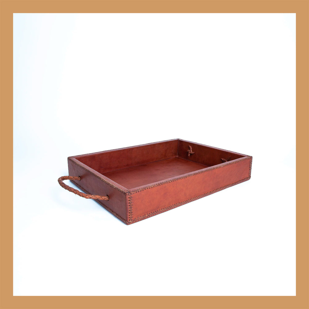 Natural Brown Leather Ottoman Tray | Leather Cedar Tray, Home Decor, Leather Accessories, Leather Box, Leather Serving Tray, Bati | Tan Leather Tray | Leather Valet Tray, Home Decor, Leather Accessories, Leather Box, Leather Serving Tray | Bati Leather Goods