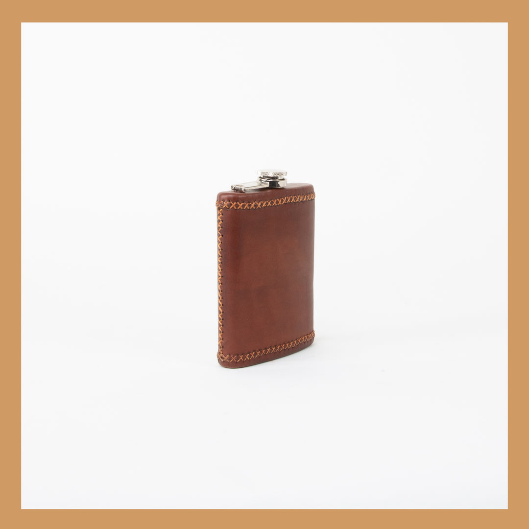 Natural Brown Leather Flask | Mens Gifts | Best Flask | Best Leather Flask | Bar Accessories | Cocktail Shaker | Leather furniture | Bati Goods