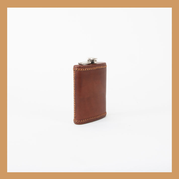 Natural Brown Leather Flask | Mens Gifts | Leather Flasks | Leather Cup | Leather Tumbler | Leather Drink Holder | Bartender Accessories | Best Flask | Best Leather Flask | Bar Accessories | Cocktail Shaker | Leather furniture | Bati Goods