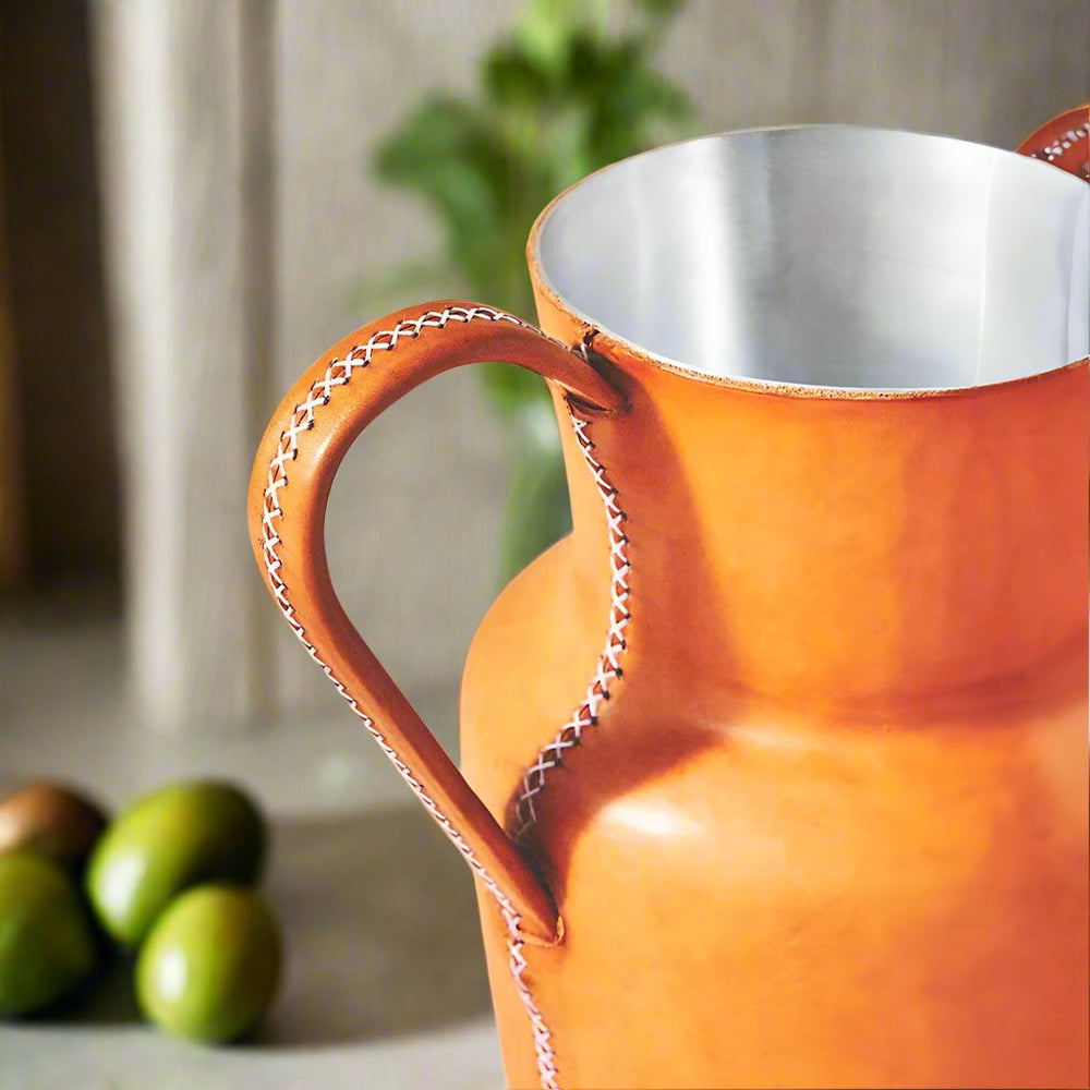 Natural Leather Carafe | Leather Pitcher | Leather Vase | Leather Home Goods | Home Goods | Home and Garden | Interior Design | Leather Tablewares | Leather Barwares | Leather Accessories | Bati Leather Goods