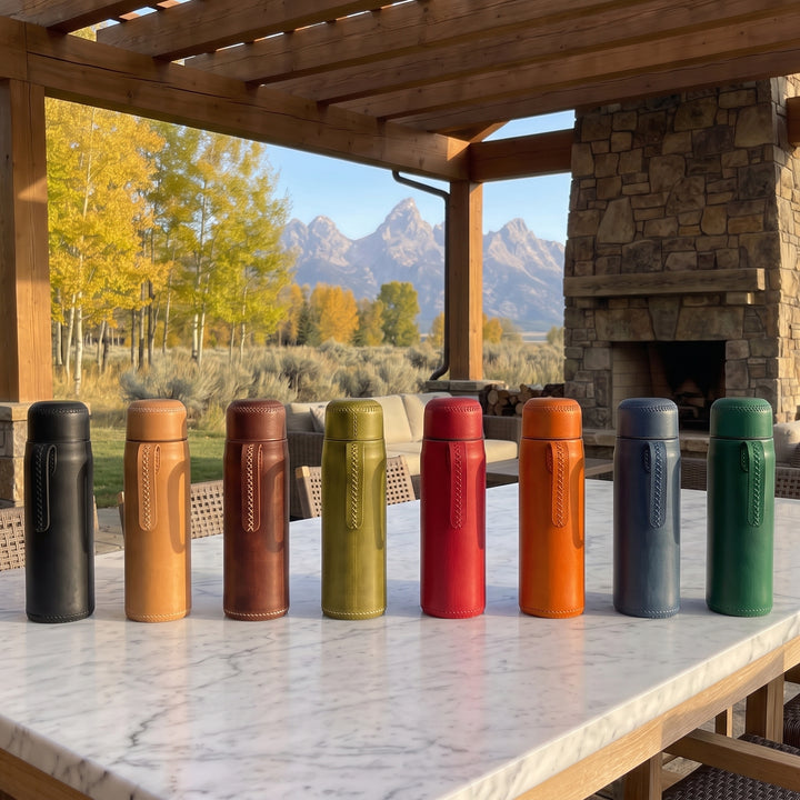 Natural Leather Thermos | Heated Thermos | Insulating Thermos | Mens Gifts | Leather Coolers | Leather Thermoses | Best Outdoor Thermos | Best Mens Gifts | Gifts for Men | Camping Thermos Canteen | Bottle Opener | Leather Bar Stool | Leather Chair | Leather Bar Accessories | Best Bar Cart