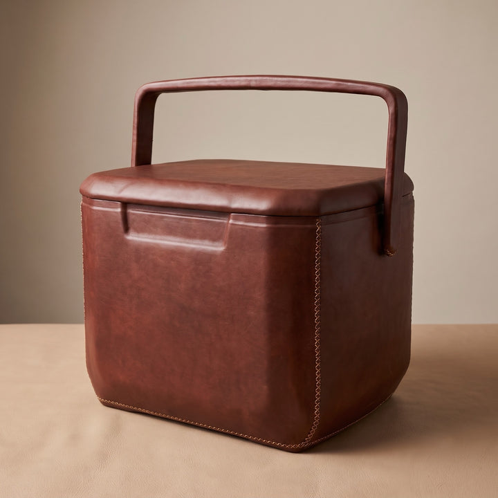 Natural Brown Leather Cooler | Leather Coolers | Cocktail Shaker | Mens Gifts | Leather Flask | Leather wrapped | leather goods | Waterproof Leather Cooler | Handmade Goods | Gifts for Guys | Coolest Cooler | Luxurious Leather Cooler | Bati Leather Goods