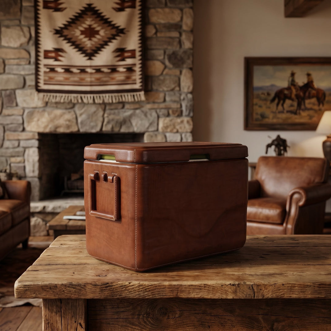  Brown Natural Leather Cooler | Leather Coolers | Mens Gifts | Waterproof Leather Cooler | Best Cooler | Yeti Cooler | Luxury Cooler | Home Decor| Men Gift | Best Gifts for Men | Coolest Cooler | Bati Leather Goods | Fathers Day Gifts | Gifts for Men | Bati Leather Goods
