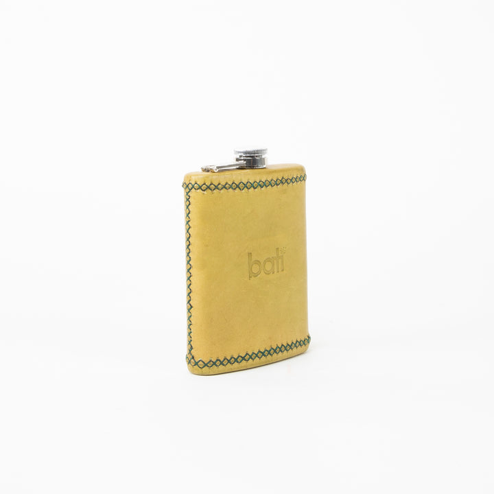 Natural Green Leather Flask | Mens Gifts | Leather Flasks | Leather Cup | Leather Tumbler | Leather Drink Holder | Bartender Accessories | Best Flask | Best Leather Flask | Bar Accessories | Cocktail Shaker | Leather furniture | Bati Goods