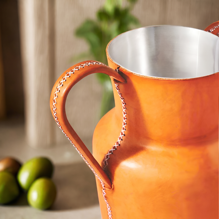 Natural Leather Carafe | Leather Pitcher | Leather Vase | Leather Home Goods | Home Goods | Home and Garden | Interior Design | Leather Tablewares | Leather Barwares | Leather Accessories | Bati Leather Goods