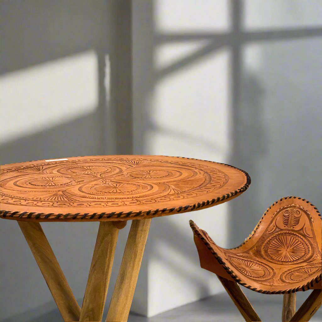 Caballero | Hand-tooled Leather Picnic Stool