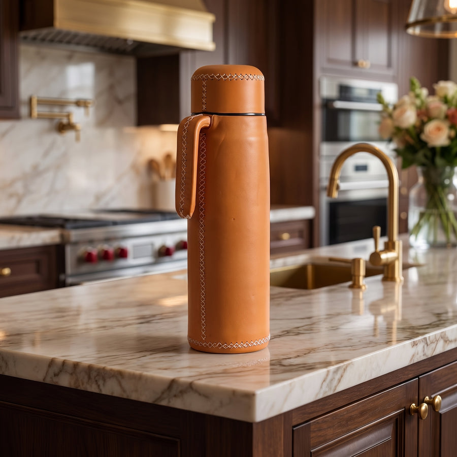 Natural Leather Thermos | Heated Thermos | Insulating Thermos | Mens Gifts | Leather Coolers | Leather Thermoses | Best Outdoor Thermos | Best Mens Gifts | Gifts for Men | Camping Thermos Canteen | Bottle Opener | Leather Bar Stool | Leather Chair | Leather Bar Accessories | Best Bar Cart