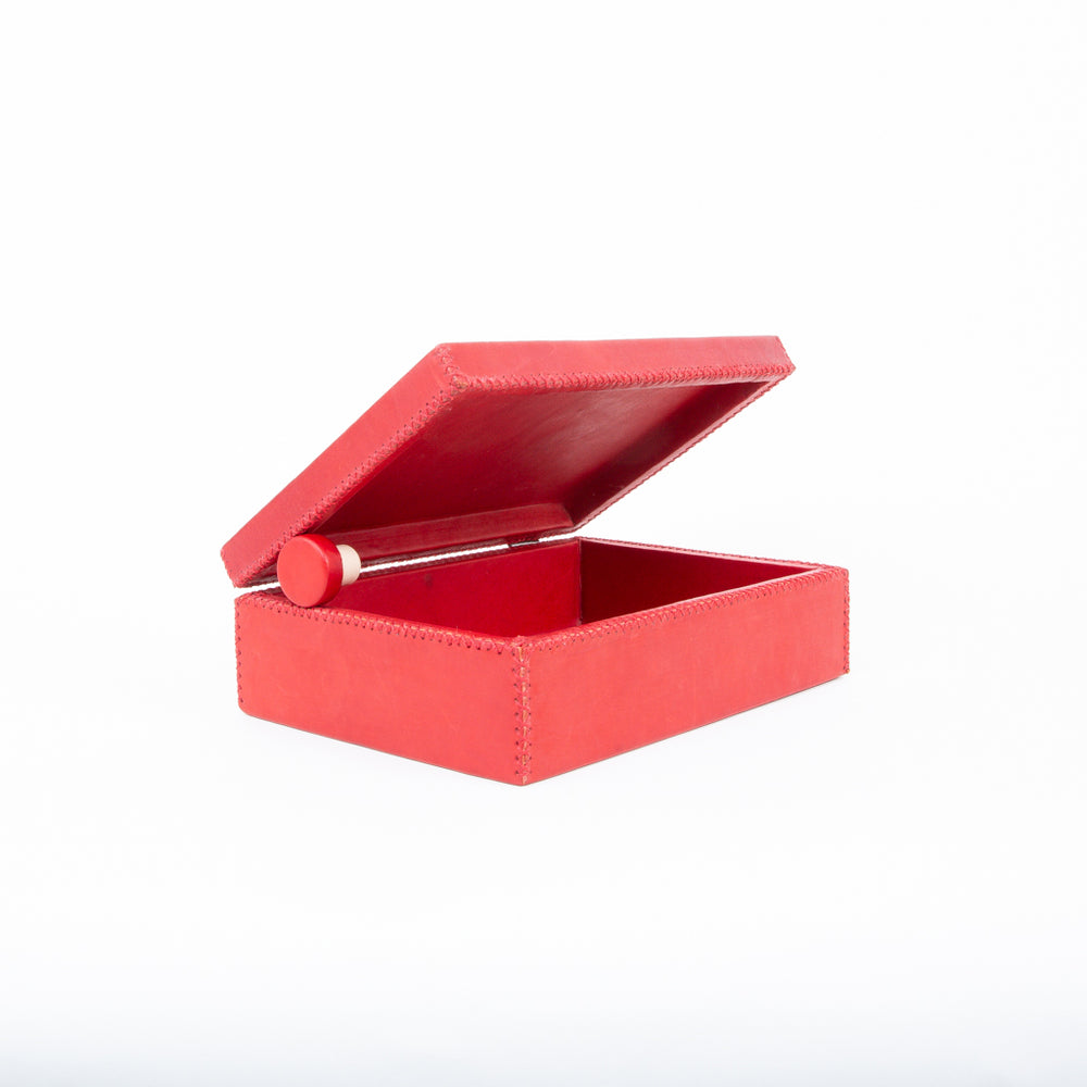 Bati | Red Leather Box | Quality Handmade Leather Goods from Paraguay, Leather Accessories, Home and Decor, Leather Trays, Leather Boxes, Bati