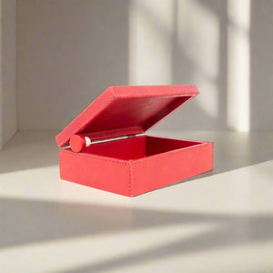 Bati | Red Leather Box | Quality Handmade Leather Goods from Paraguay, Leather Accessories, Home and Decor, Leather Trays, Leather Boxes, Bati