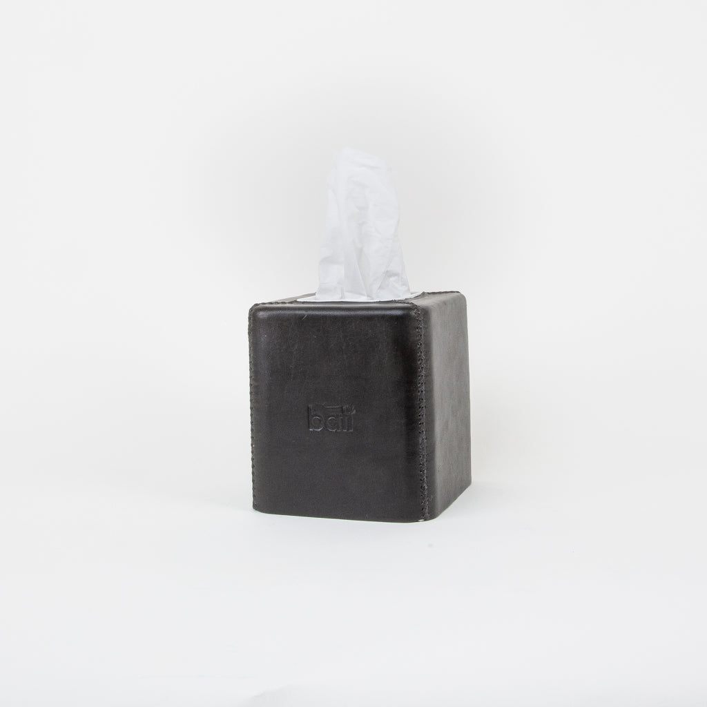 Natural Black Leather Tissue Box | Leather Tissue Cover | Leather Accessories | Home Office | Handmade | Bathroom Accessories