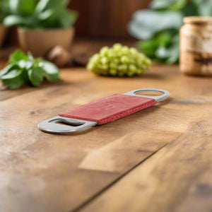 Red Leather Bottle Opener | Bati Leather Goods | Leather Bottle Opener | Bar Accessories | Kitchen Accessories | Bottle Opener