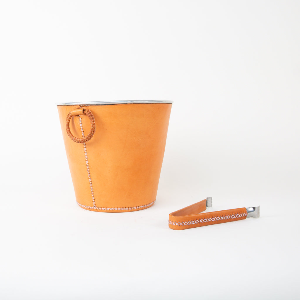 Bati | Tan Leather Champagne Bucket | Leather Bucket | Leather Wine Bucket | Leather Barware | Leather Drinkware | Leather Accessories | Leather Home Decor | Interior Design | Leather Home Goods