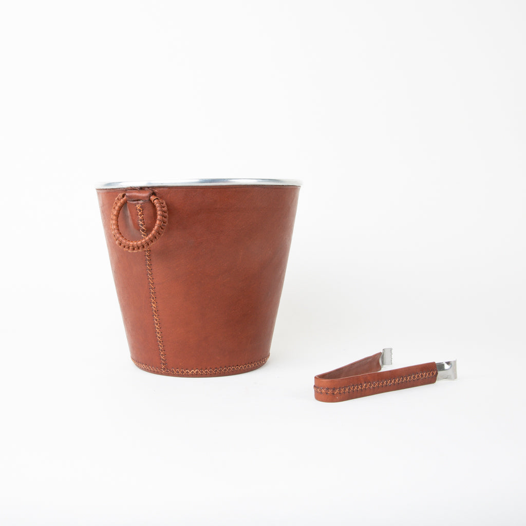 Bati | Brown Leather Champagne Bucket | Leather Bucket | Leather Wine Bucket | Leather Barware | Leather Drinkware | Leather Accessories | Leather Home Decor | Interior Design | Leather Home Goods