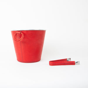 Bati | Red Leather Champagne Bucket | Leather Bucket | Leather Wine Bucket | Leather Barware | Leather Drinkware | Leather Accessories | Leather Home Decor | Interior Design | Leather Home Goods