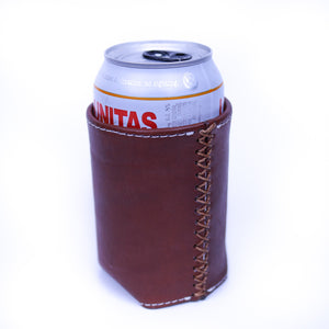 Bati | Brown Leather Can Koozie | Handmade Leather Goods from Paraguay | Leather Accessories, Leather Koozie 