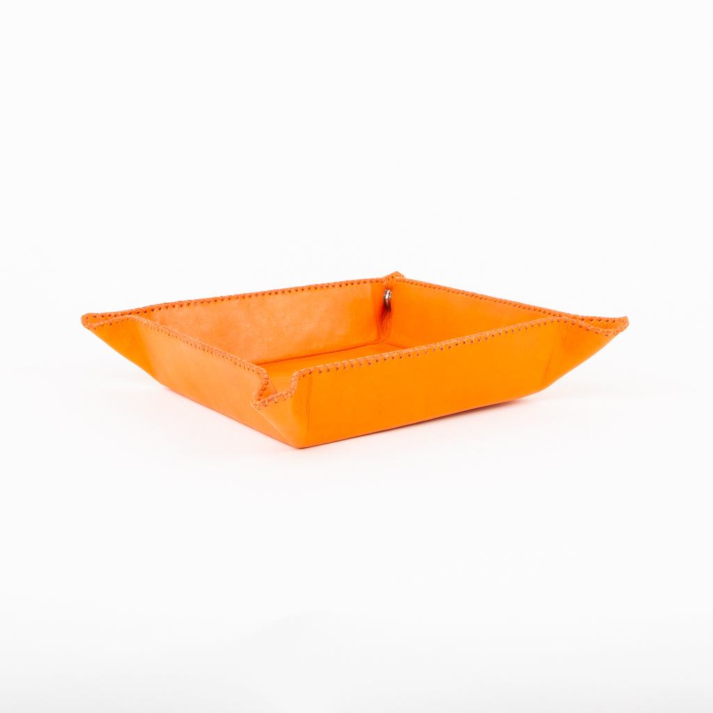 Bati | Natural Orange Leather Catch All Tray | Valet Tray | Leather Valet | Men's Valet Tray | Leather Furniture | Leather Bags | Leather Totes | Bati Goods