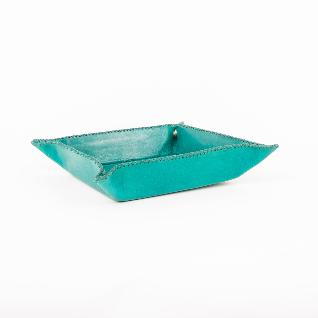 Bati | Natural Teal Leather Catch All Tray | Valet Tray | Leather Valet | Men's Valet Tray | Leather Furniture | Leather Bags | Leather Totes | Bati Goods