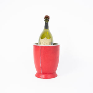 Fuchsia Red Leather Champagne Bucket  | Leather Pitcher | Leather Bucket | Leather Vase | Leather Cooler | Leather Home Goods | Home Goods | Home and Garden | Interior Design | Leather Tablewares | Leather Barwares | Leather Accessories | Bati Leather Goods