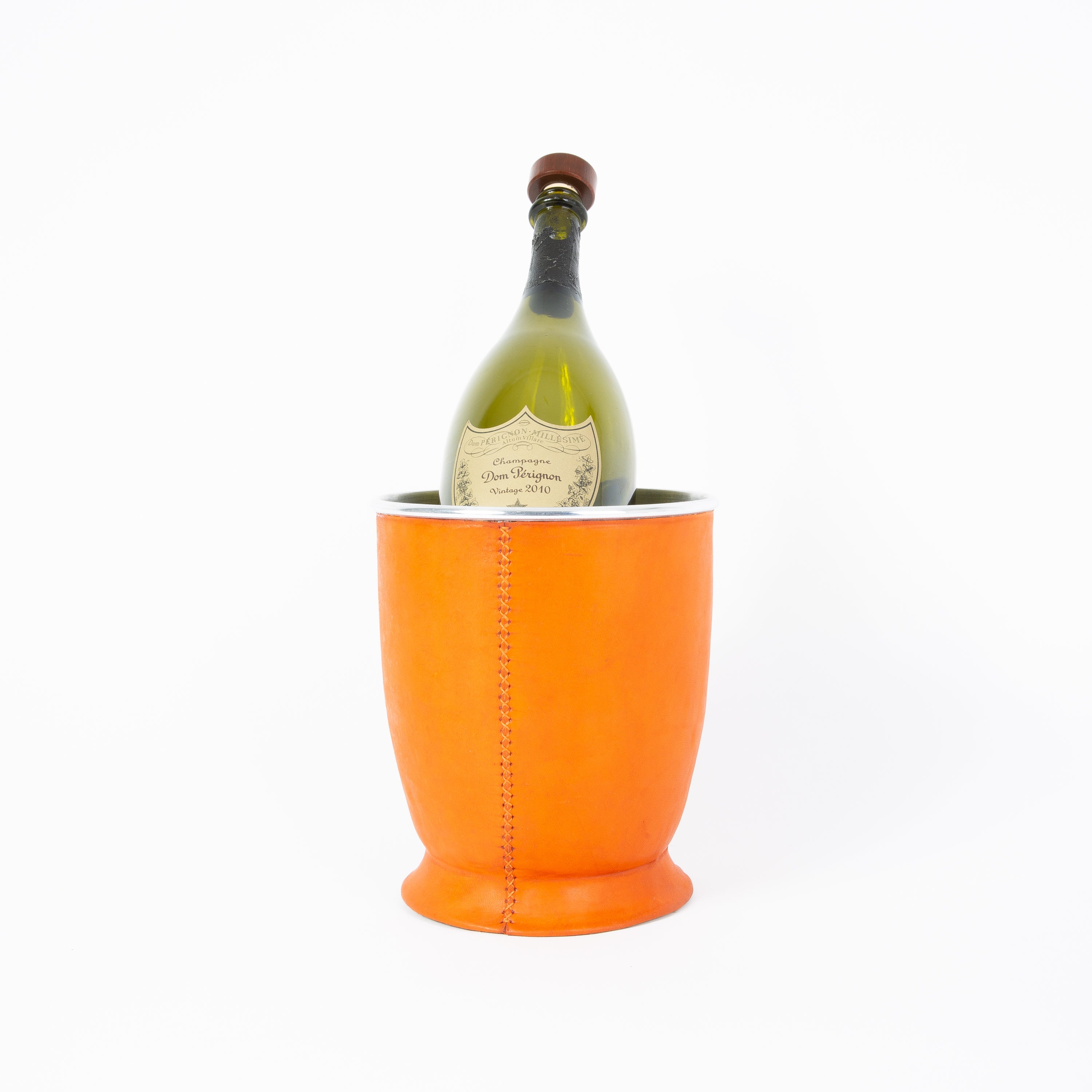 Orange Leather Champagne Bucket  | Leather Pitcher | Leather Bucket | Leather Vase | Leather Cooler | Leather Home Goods | Home Goods | Home and Garden | Interior Design | Leather Tablewares | Leather Barwares | Leather Accessories | Bati Leather Goods