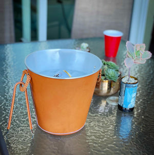 Bati | Leather Champagne Bucket | Leather Bucket | Leather Wine Bucket | Leather Barware | Leather Drinkware | Leather Accessories | Leather Home Decor | Interior Design | Leather Home Goods