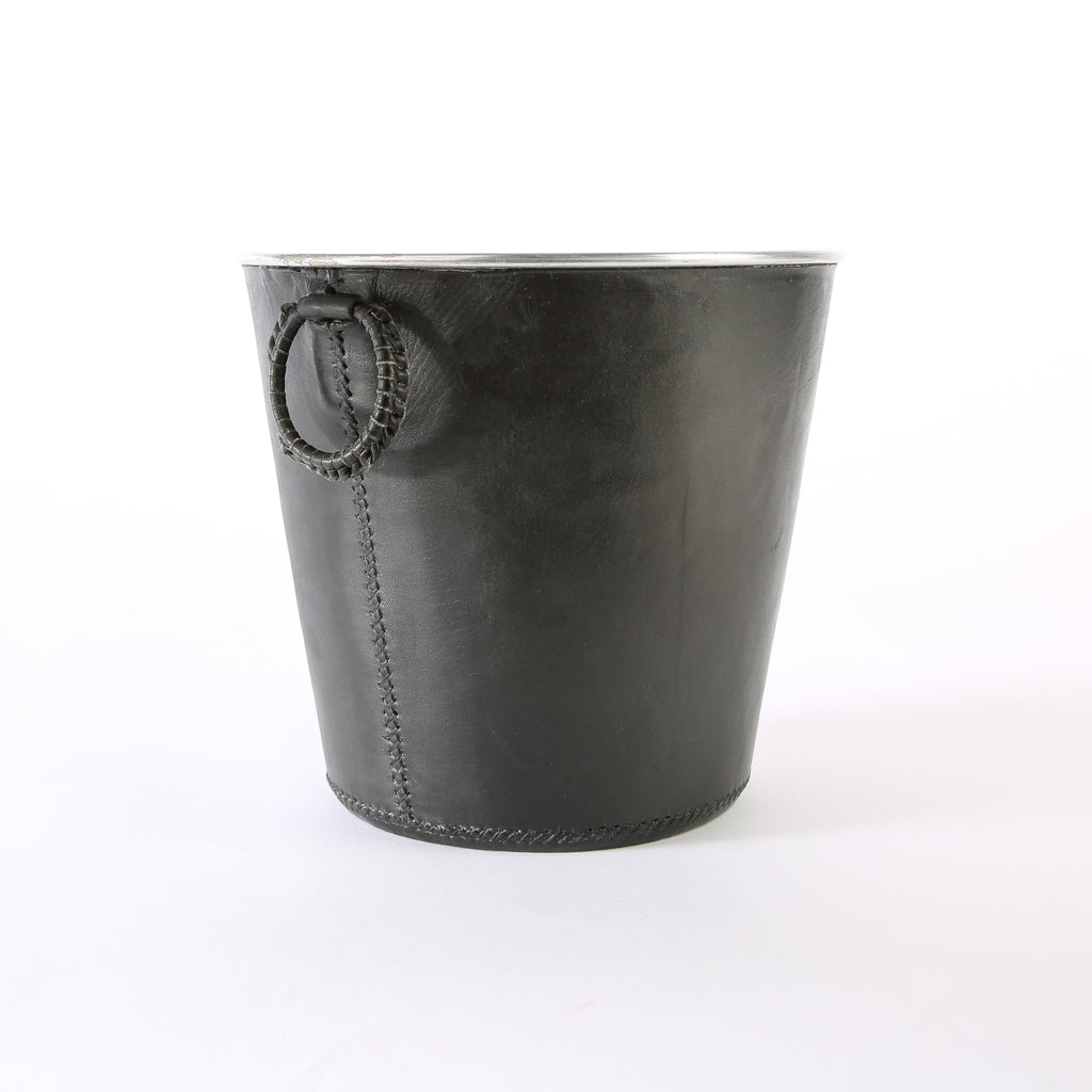 Bati | Black Leather Champagne Bucket | Leather Bucket | Leather Wine Bucket | Leather Barware | Leather Drinkware | Leather Accessories | Leather Home Decor | Interior Design | Leather Home Goods