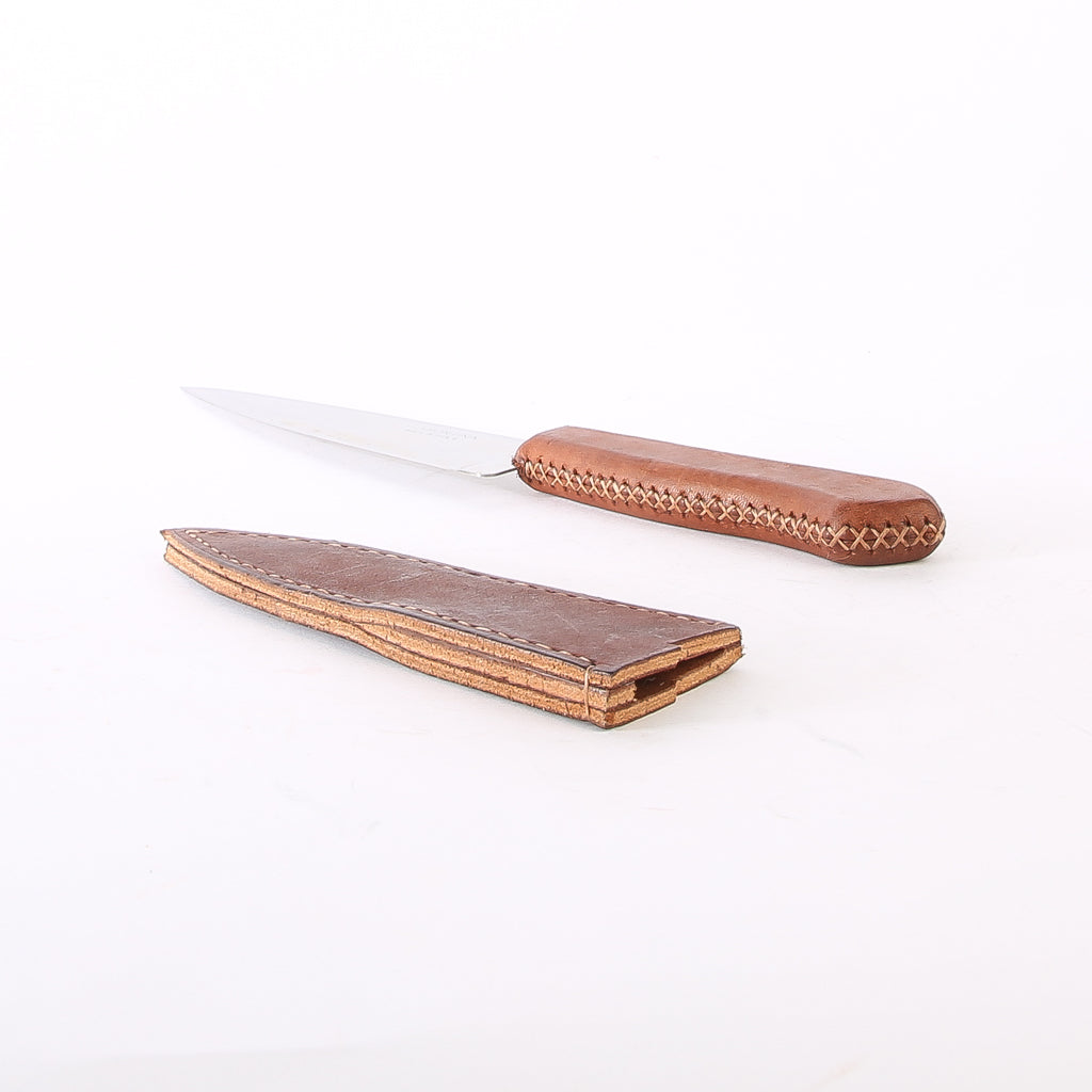 Brown Leather Knife & Sheath | Bati Goods | Leather Accessories | Cooking | Knives | Outdoor Gear | BBQ | Utensils